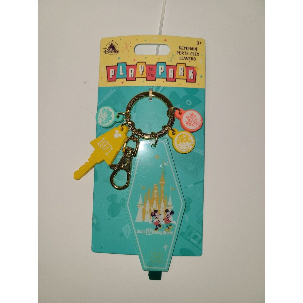 Disney World Play In The Park Mickey Minnie 4 Charm Icon Keychain Bag Tag